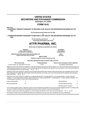 Thumbnail aTyr Pharma 10-Q Quarterly Report FY2026 