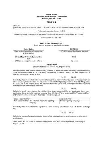 Thumbnail Lake Shore Bancorp 10-Q Quarterly Report FY2013 