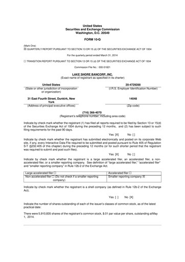 Thumbnail Lake Shore Bancorp 10-Q Quarterly Report FY2014 