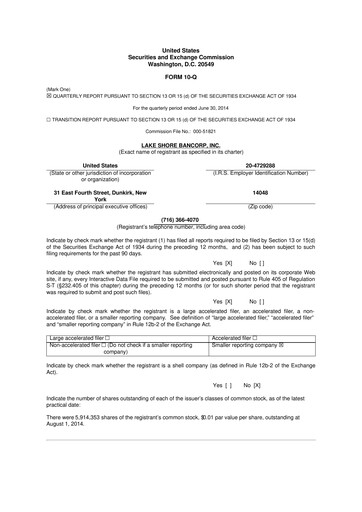 Thumbnail Lake Shore Bancorp 10-Q Quarterly Report FY2014 