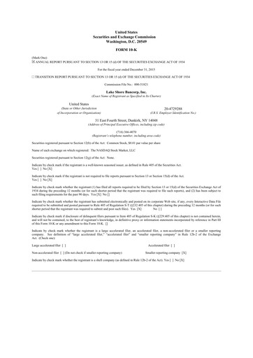 Thumbnail Lake Shore Bancorp 10-K Annual Report 2015