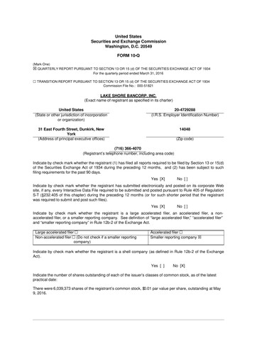 Thumbnail Lake Shore Bancorp 10-Q Quarterly Report FY2016 