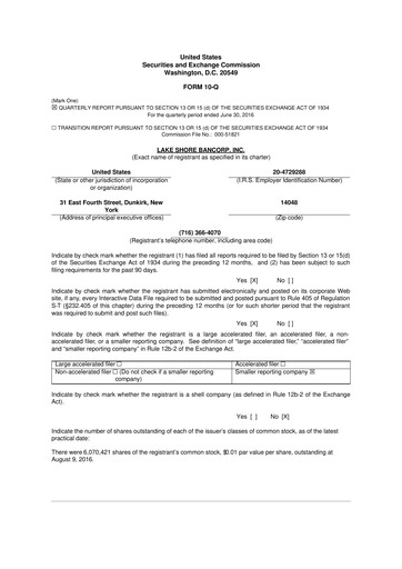 Thumbnail Lake Shore Bancorp 10-Q Quarterly Report FY2016 