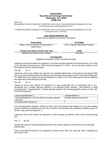 Thumbnail Lake Shore Bancorp 10-Q Quarterly Report FY2017 