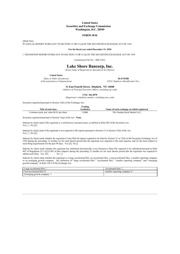 Thumbnail Lake Shore Bancorp 10-K Annual Report 2020