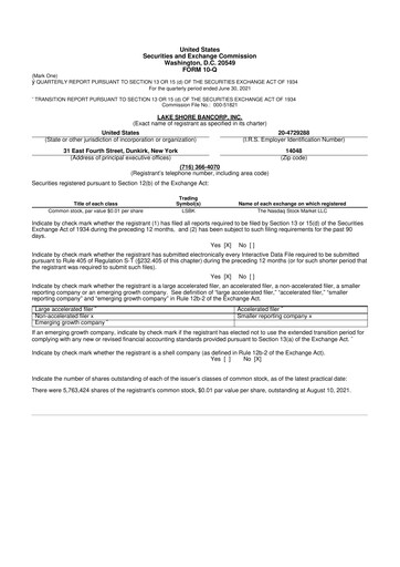 Thumbnail Lake Shore Bancorp 10-Q Quarterly Report FY2021 