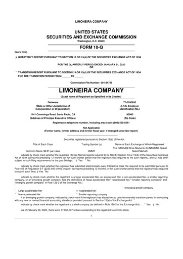 Thumbnail Limoneira
 10-Q Quarterly Report FY2020 