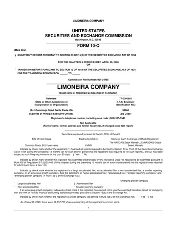 Thumbnail Limoneira
 10-Q Quarterly Report FY2020 