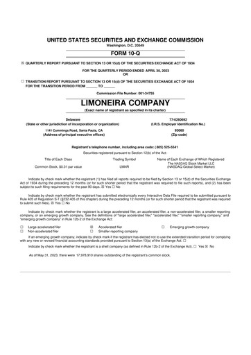 Thumbnail Limoneira
 10-Q Quarterly Report FY2023 