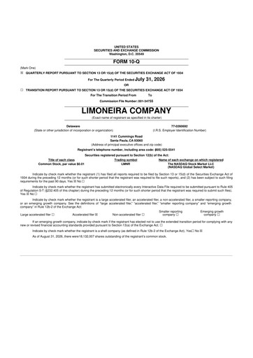 Thumbnail Limoneira
 10-Q Quarterly Report FY2026 