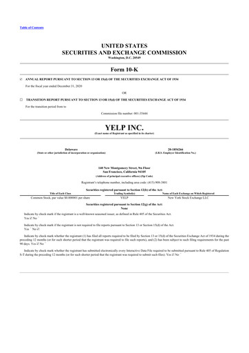 Thumbnail Yelp 10-K Annual Report 2020