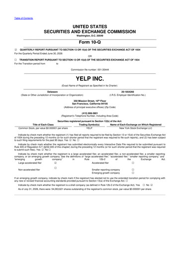 Thumbnail Yelp 10-Q Quarterly Report FY2026 