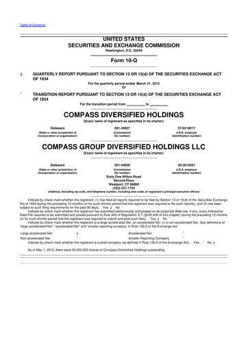 Thumbnail Compass Diversified Holdings 10-Q Quarterly Report FY2015 