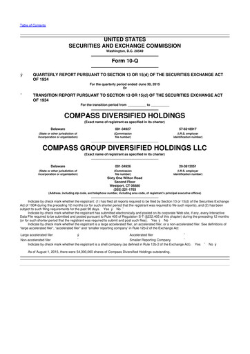 Thumbnail Compass Diversified Holdings 10-Q Quarterly Report FY2015 