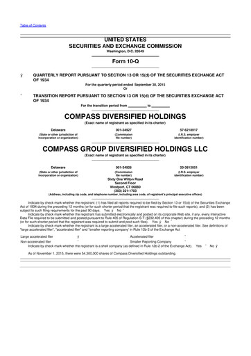 Thumbnail Compass Diversified Holdings 10-Q Quarterly Report FY2015 