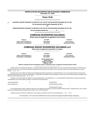Thumbnail Compass Diversified Holdings 10-Q Quarterly Report FY2017 