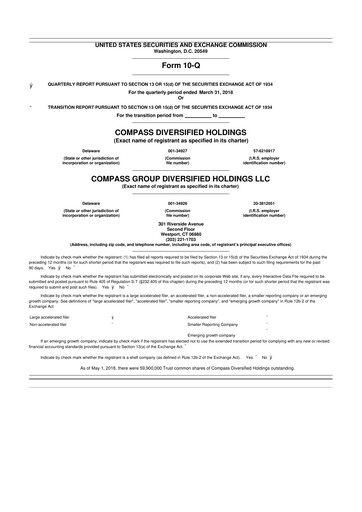 Thumbnail Compass Diversified Holdings 10-Q Quarterly Report FY2018 
