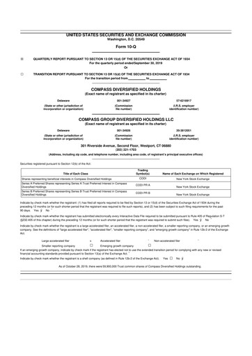 Thumbnail Compass Diversified Holdings 10-Q Quarterly Report FY2019 