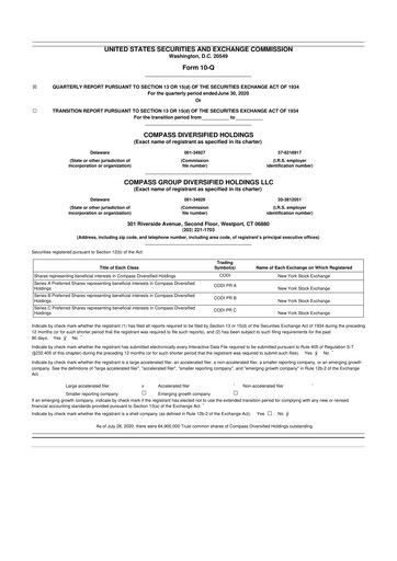 Thumbnail Compass Diversified Holdings 10-Q Quarterly Report FY2020 