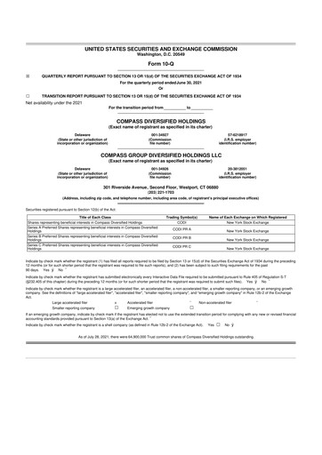 Thumbnail Compass Diversified Holdings 10-Q Quarterly Report FY2021 