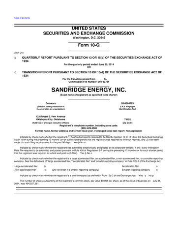 Thumbnail SandRidge Energy
 10-Q Quarterly Report FY2014 