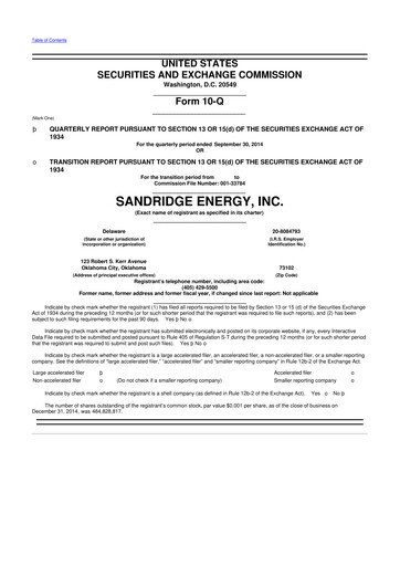 Thumbnail SandRidge Energy
 10-Q Quarterly Report FY2014 
