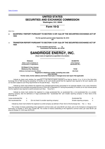 Thumbnail SandRidge Energy
 10-Q Quarterly Report FY2016 