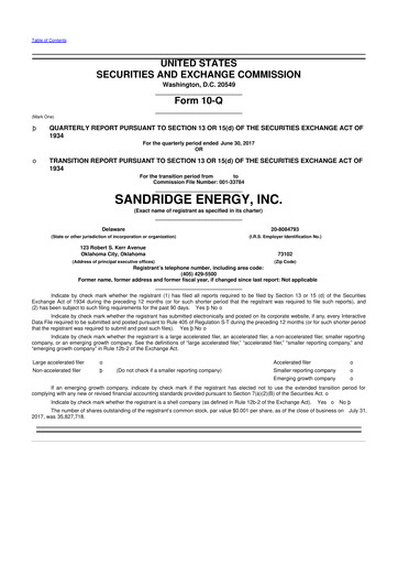 Thumbnail SandRidge Energy
 10-Q Quarterly Report FY2017 
