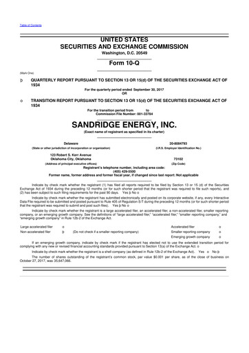 Thumbnail SandRidge Energy
 10-Q Quarterly Report FY2017 
