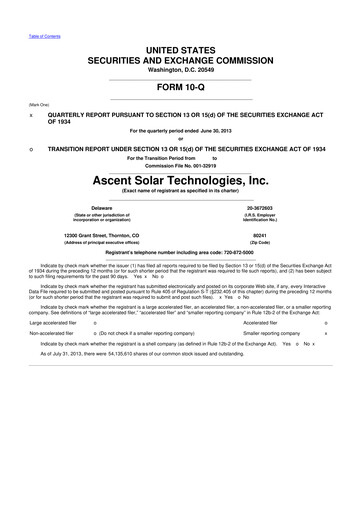 Thumbnail Ascent Solar Technologies 10-Q Quarterly Report FY2013 