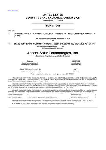 Thumbnail Ascent Solar Technologies 10-Q Quarterly Report FY2013 