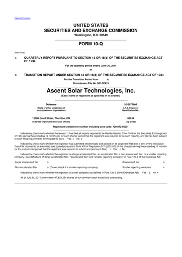 Thumbnail Ascent Solar Technologies 10-Q Quarterly Report FY2014 