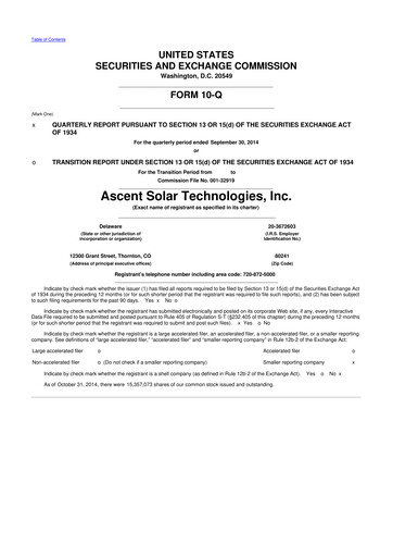 Thumbnail Ascent Solar Technologies 10-Q Quarterly Report FY2014 