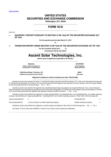 Thumbnail Ascent Solar Technologies 10-Q Quarterly Report FY2015 