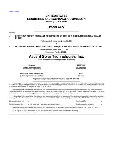 Thumbnail Ascent Solar Technologies 10-Q Quarterly Report FY2016 