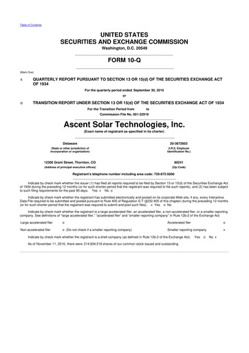 Thumbnail Ascent Solar Technologies 10-Q Quarterly Report FY2016 