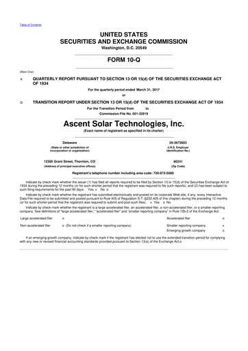 Thumbnail Ascent Solar Technologies 10-Q Quarterly Report FY2017 