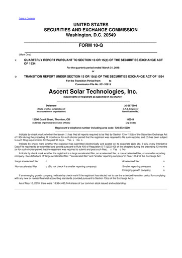 Thumbnail Ascent Solar Technologies 10-Q Quarterly Report FY2018 