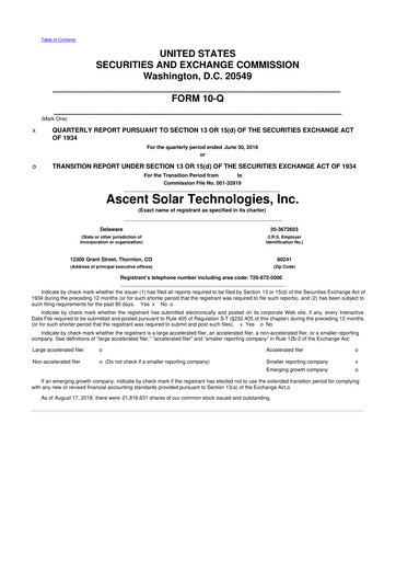 Thumbnail Ascent Solar Technologies 10-Q Quarterly Report FY2018 