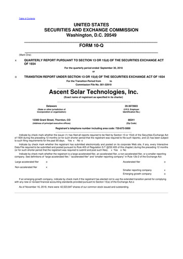 Thumbnail Ascent Solar Technologies 10-Q Quarterly Report FY2018 