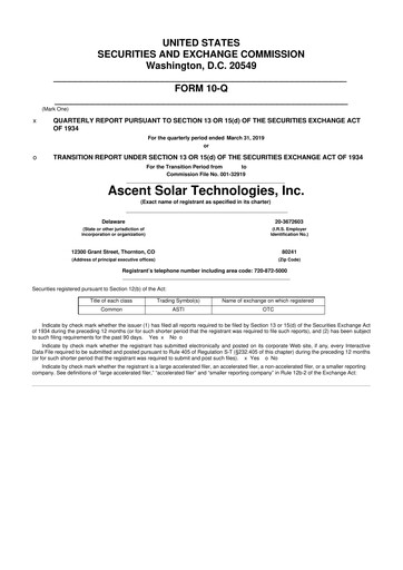 Thumbnail Ascent Solar Technologies 10-Q Quarterly Report FY2019 