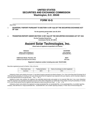 Thumbnail Ascent Solar Technologies 10-Q Quarterly Report FY2019 