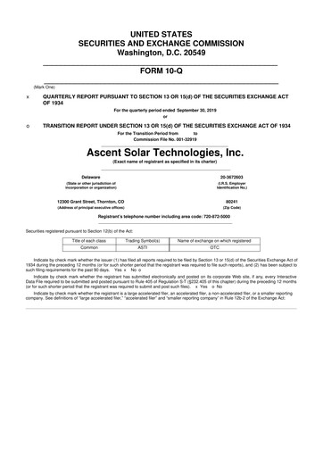 Thumbnail Ascent Solar Technologies 10-Q Quarterly Report FY2019 