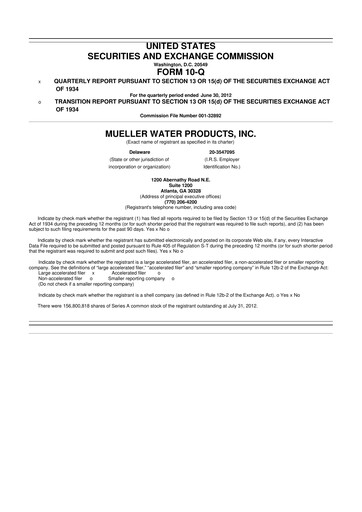 Thumbnail Mueller Water Products
 10-Q Quarterly Report FY2012 