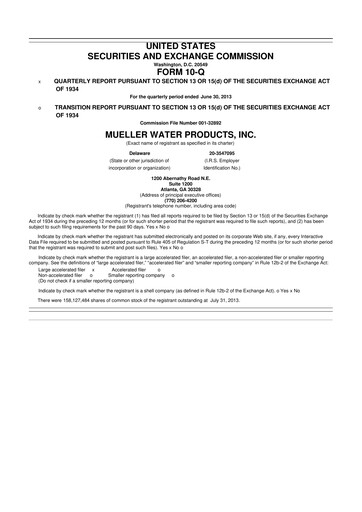 Thumbnail Mueller Water Products
 10-Q Quarterly Report FY2013 