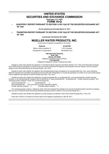 Thumbnail Mueller Water Products
 10-Q Quarterly Report FY2017 