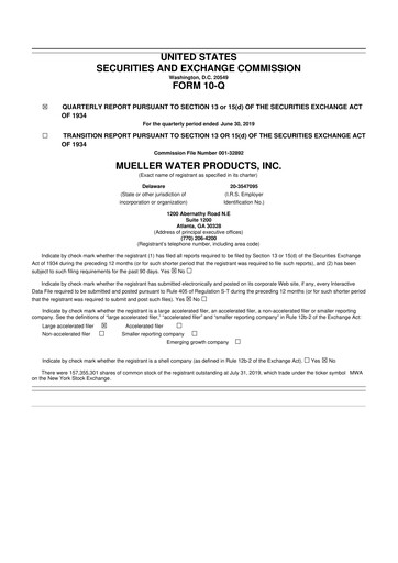 Thumbnail Mueller Water Products
 10-Q Quarterly Report FY2019 