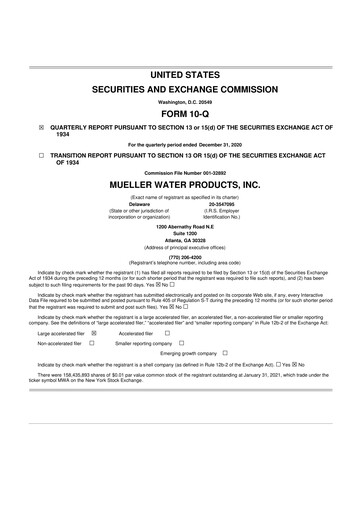Thumbnail Mueller Water Products
 10-Q Quarterly Report FY2021 