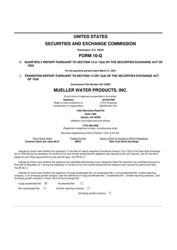 Thumbnail Mueller Water Products
 10-Q Quarterly Report FY2021 