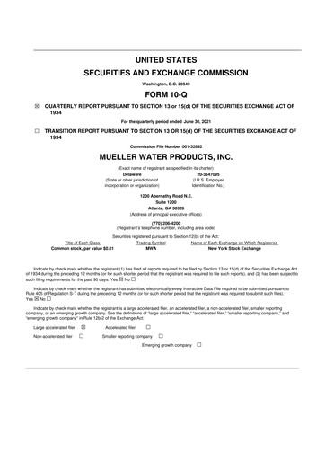 Thumbnail Mueller Water Products
 10-Q Quarterly Report FY2021 